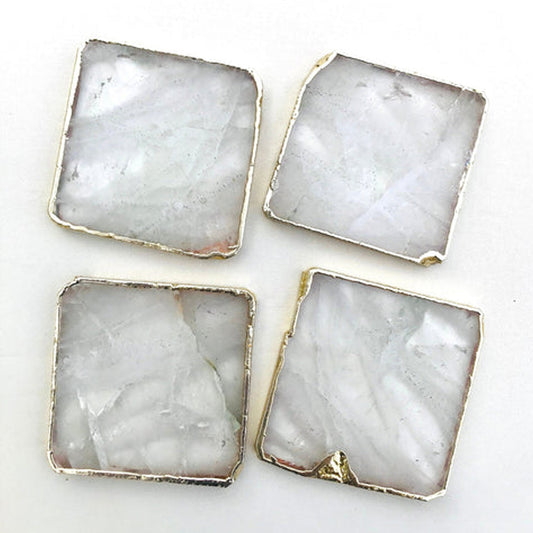 Clear Quartz/Gemstone/Semi-precious stone/Agate - Set of 4 large coasters/Personalised Momentos-0